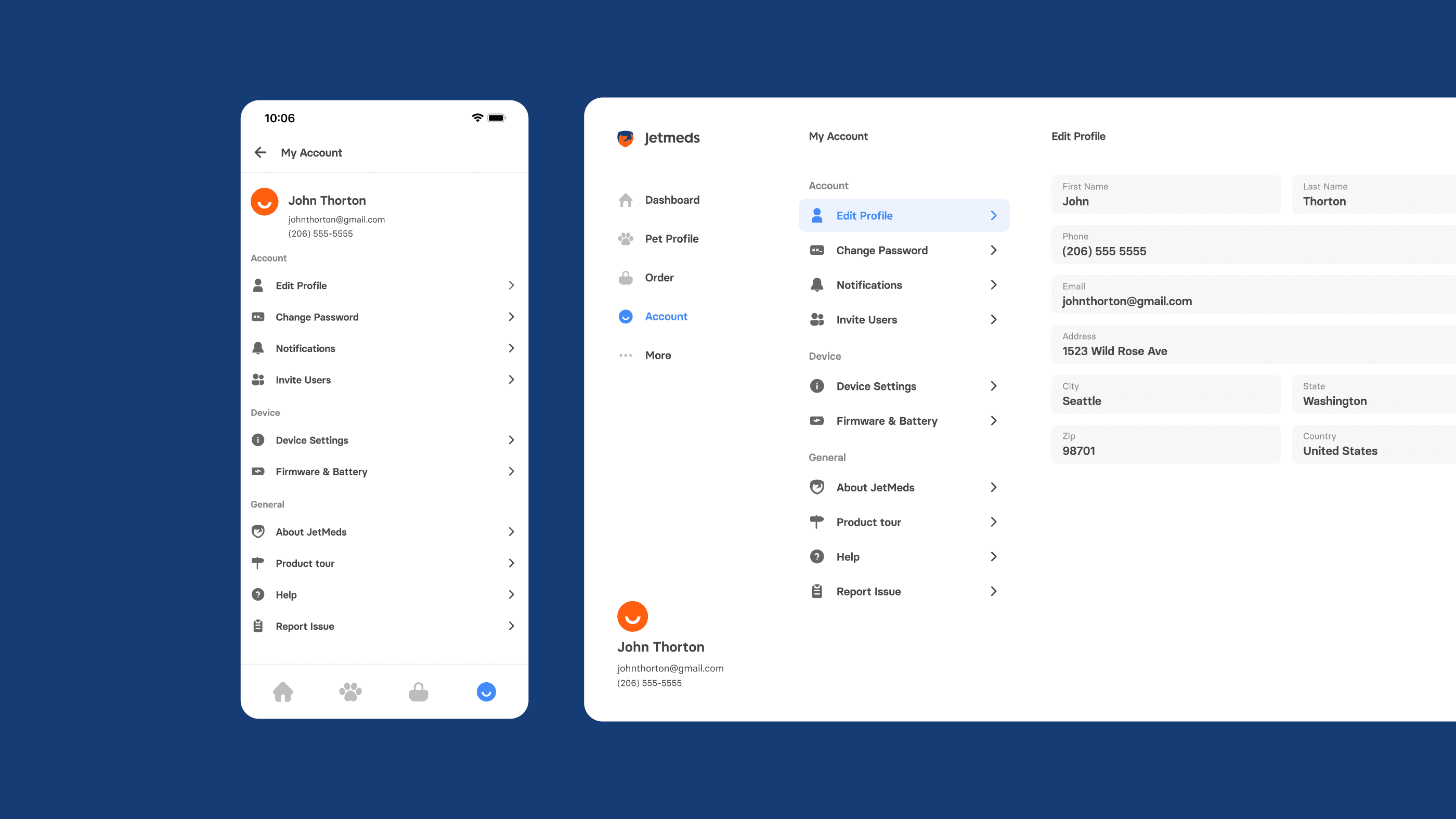 Jetmeds - Account UI